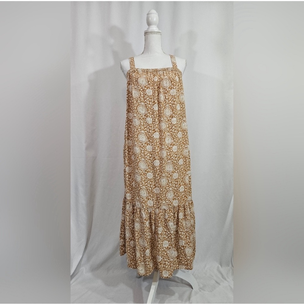 Old Navy floral sleeveless tie-back cut-out maxi swing dress women's size medium